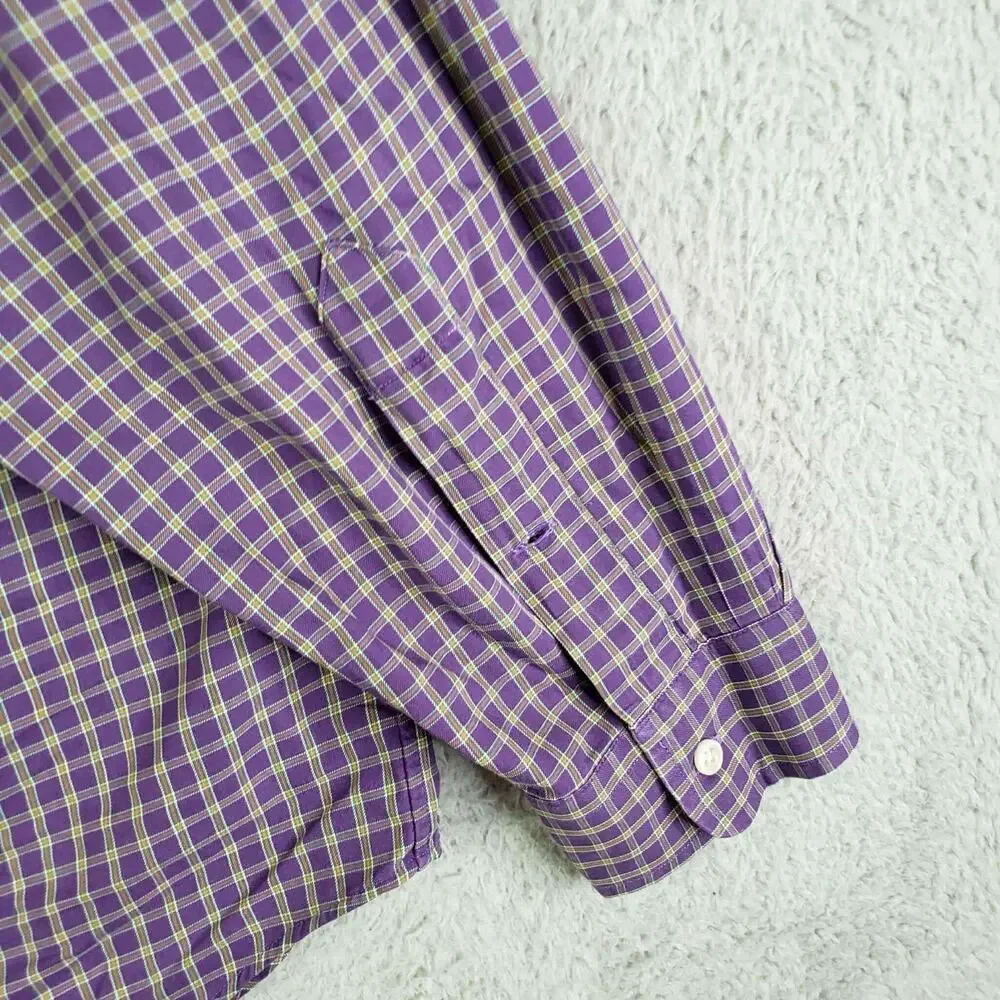 Polo Ralph Lauren Shirt Oxford Button Down Purple Plaid LS Size Large L